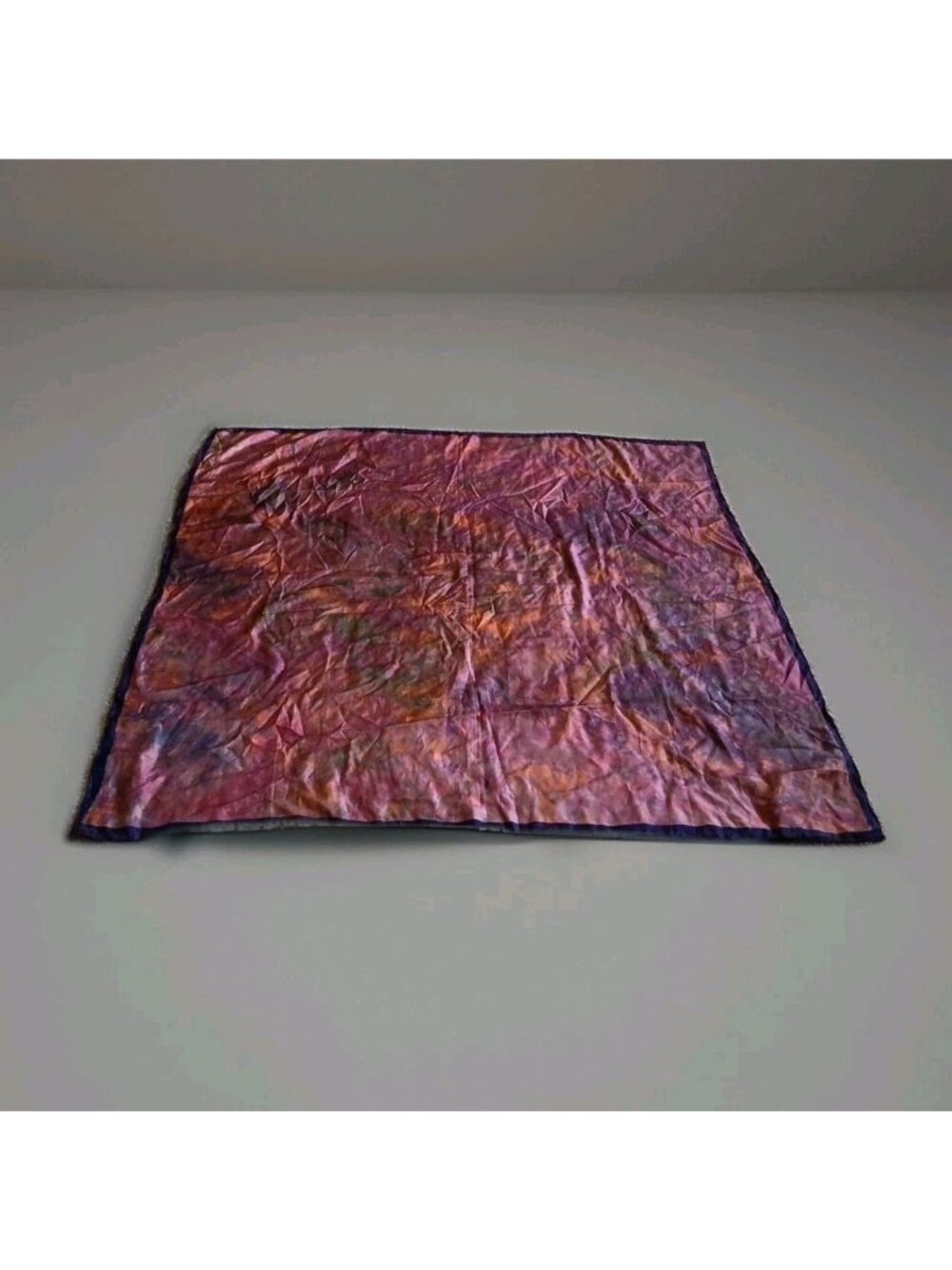 Artesian Hand-Dyed Silk Scarf Hand rolled edges 40" Square Wearable Art Purple